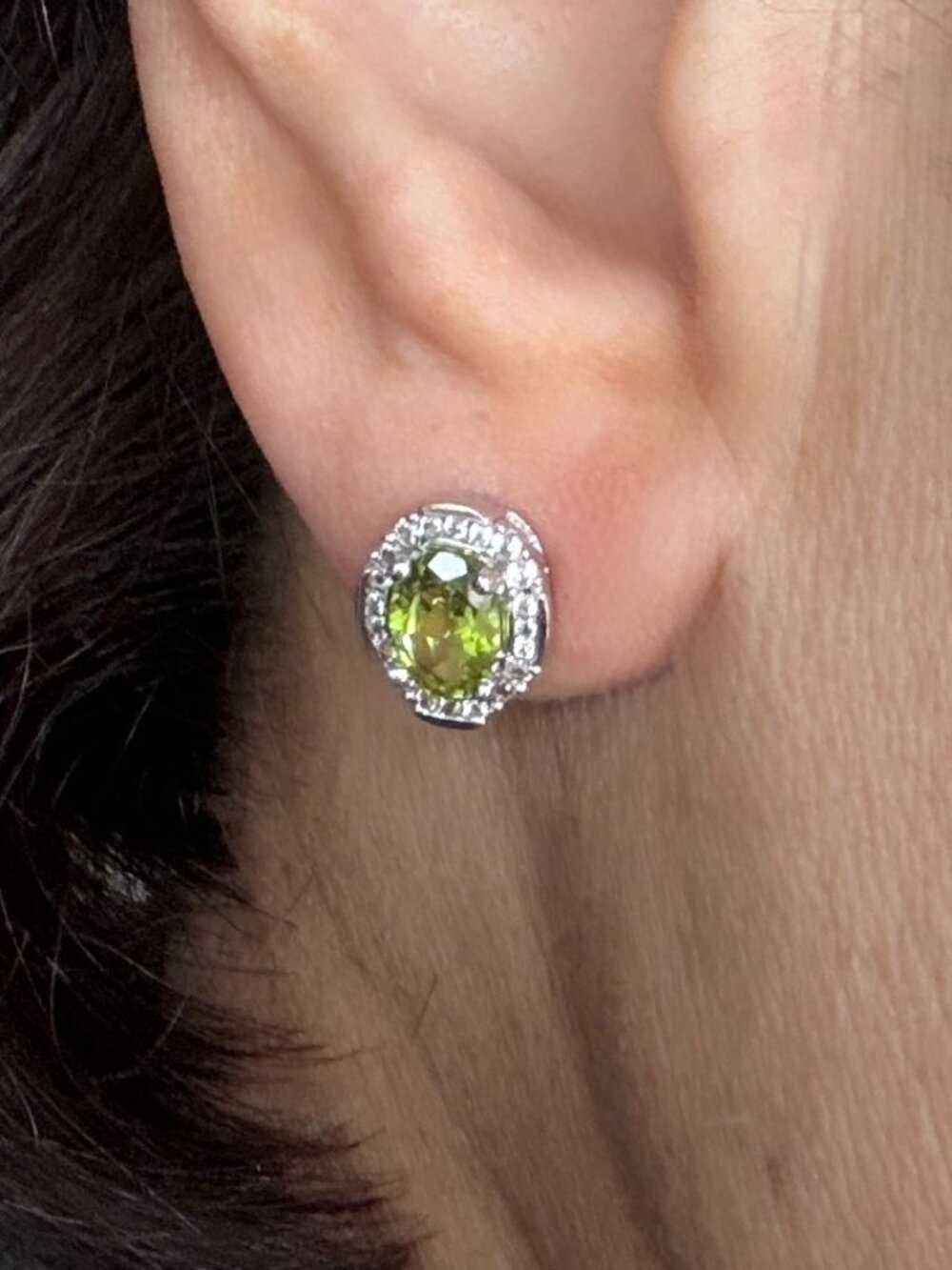 Sterling Silver 925 Peridot Green Matching Necklace & Earrings